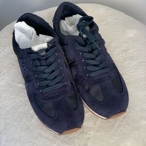 Woman Aero Navy Suede & Textile Lace-Up Sneakers